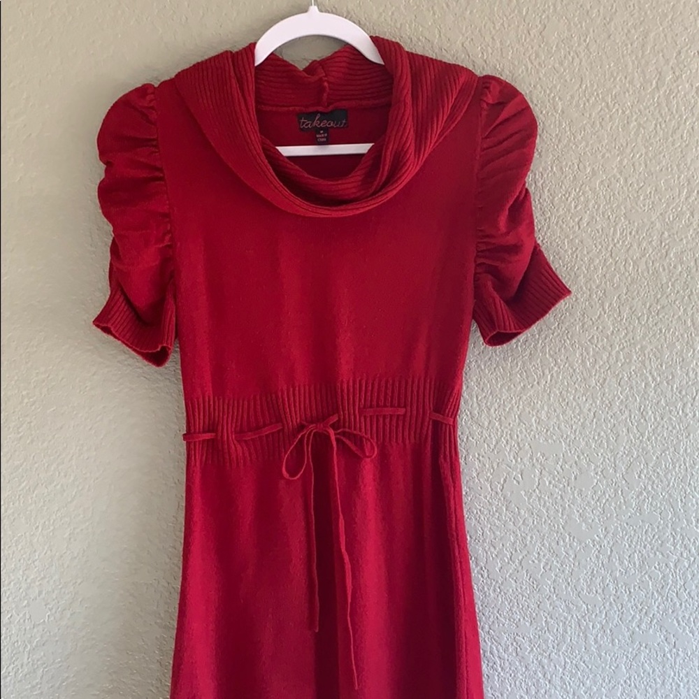 Red dress knit cowl neck size Medium